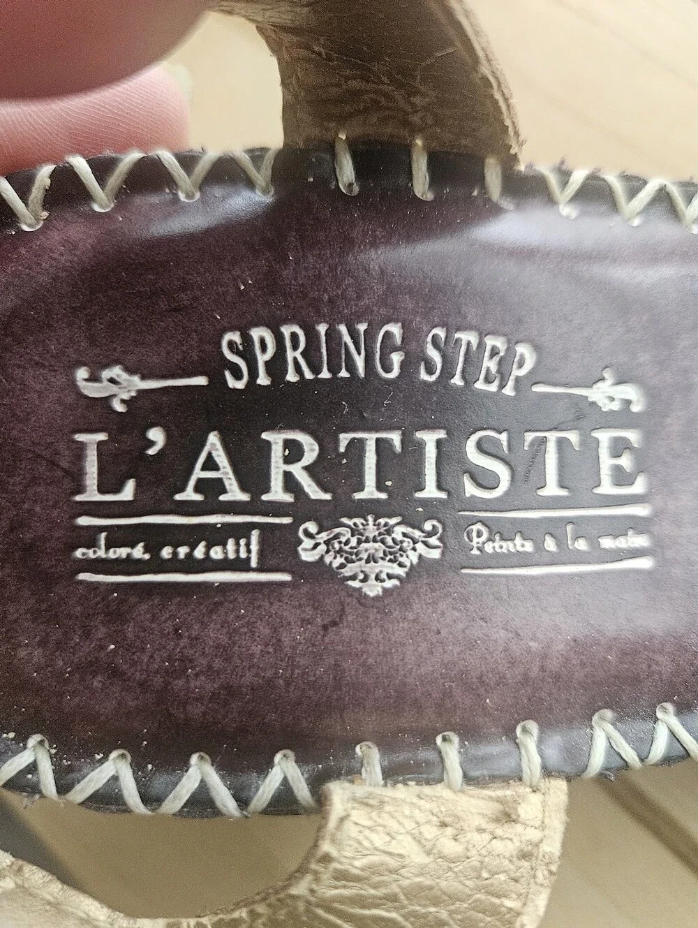 L'Artiste By Spring Step Brown Leather Wedge Sandals Women's 36 (6) Floral Boho